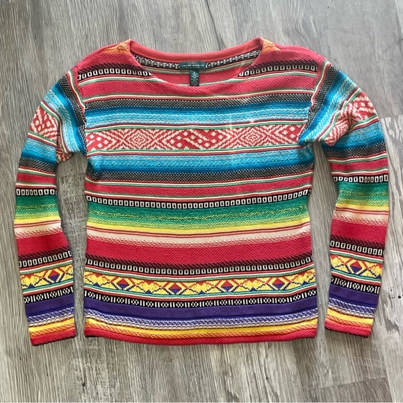 Vintage 1990s LRL Ralph Lauren Colorful Southwestern Western Knit Sweater Small - Picture 2 of 14